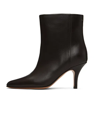 Mm6 Maison Margiela Pointed-toe Leather Ankle Boots In Brown
