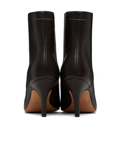 Mm6 Maison Margiela Pointed-toe Leather Ankle Boots In Brown