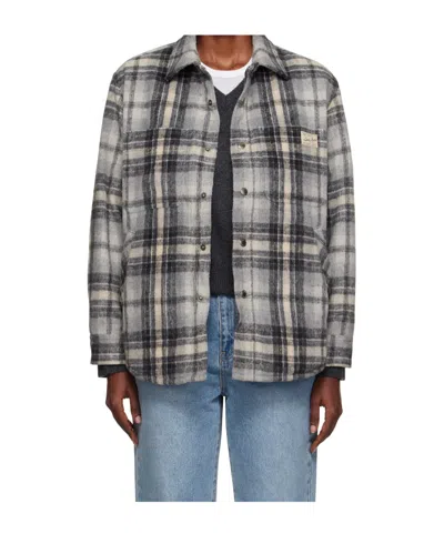 Dunst Gray Quilted Check Flannel Overshirt In Gray