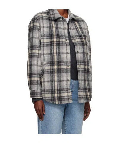 Dunst Gray Quilted Check Flannel Overshirt In Gray