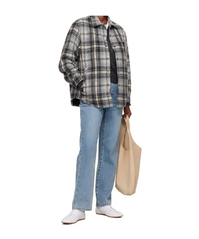 Dunst Gray Quilted Check Flannel Overshirt In Gray