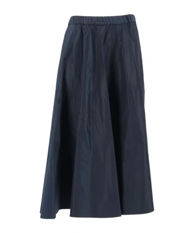 Aspesi Pleated A-line Mid-length Skirt In Blue