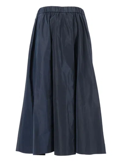 Aspesi Pleated A-line Mid-length Skirt In Blue