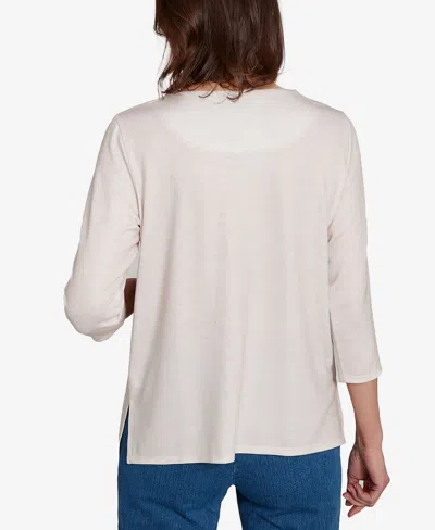 Alfred Dunner Women's Classic Floral Squirrel Harvest Top In White