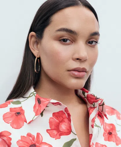 Mango Women's Floral-print Poplin Shirt In White