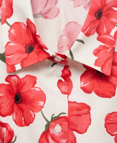 Mango Women's Floral-print Poplin Shirt In White