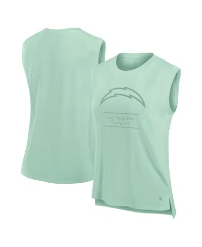 Fanatics Women's Mint Los Angeles Chargers Studio Embrace Tank Top In Green