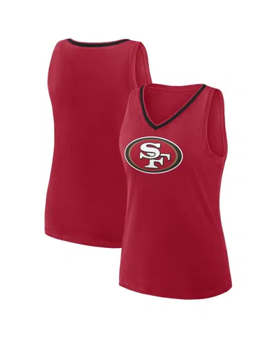 Logo Athletic Women's Scarlet San Francisco 49ers Plus Size Stellar Win V-neck Tank Top In Red