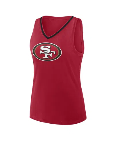 Logo Athletic Women's Scarlet San Francisco 49ers Plus Size Stellar Win V-neck Tank Top In Red