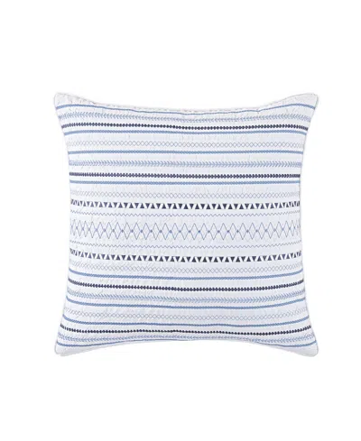 J Queen New York Bayside Embroidered Decorative Pillow, 20" X 20" In White