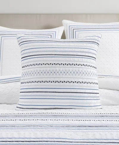 J Queen New York Bayside Embroidered Decorative Pillow, 20" X 20" In White