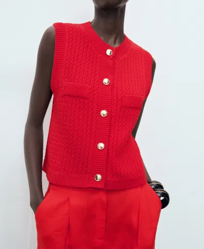 Mango Chunky Cable Stitch Sweater Vest In Red