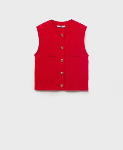 Mango Chunky Cable Stitch Sweater Vest In Red