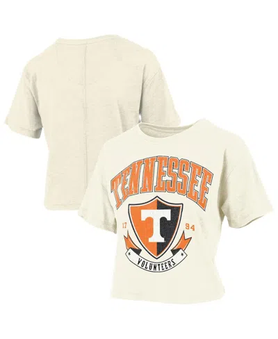 Pressbox Women's Cream Tennessee Volunteers Buckler Vintage Cropped T-shirt In White