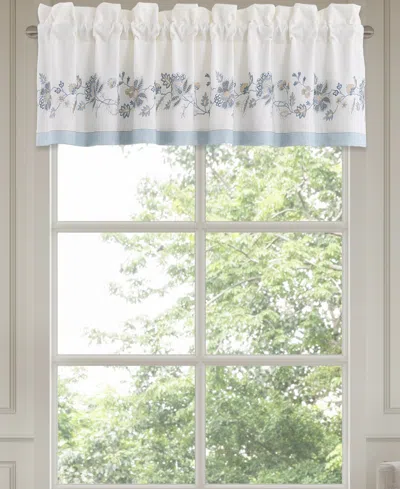 J Queen New York Garden Bloom Window Straight Valance, 21" X 88" In White