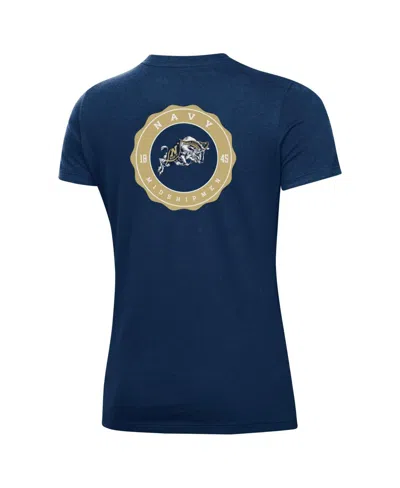Under Armour Navy Navy Midshipmen Essentials 2-hit Performance T-shirt In Blue