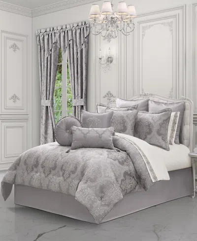 J Queen New York Mary Damask 4-pc. Comforter Set, Queen In Gray