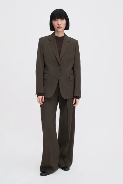 Filippa K Delilah Padded-shoulder Two-button Blazer In Brown