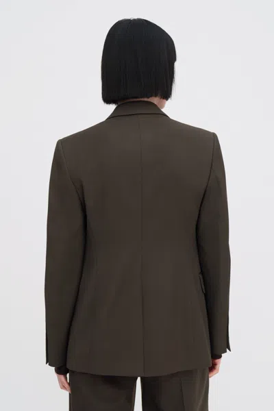 Filippa K Delilah Padded-shoulder Two-button Blazer In Brown