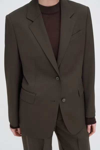Filippa K Delilah Padded-shoulder Two-button Blazer In Brown