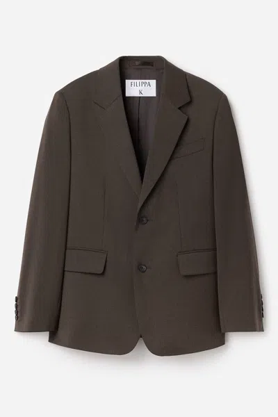 Filippa K Delilah Padded-shoulder Two-button Blazer In Brown
