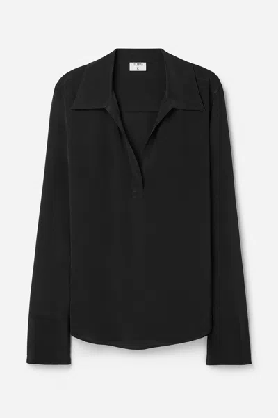 Filippa K Half Placket Blouse In Black