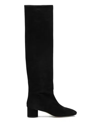 Aeyde Suede Block Heel Over-the-knee Boots In Black