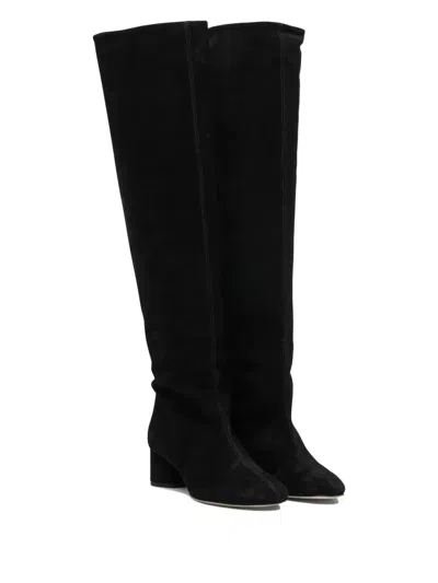 Aeyde Suede Block Heel Over-the-knee Boots In Black