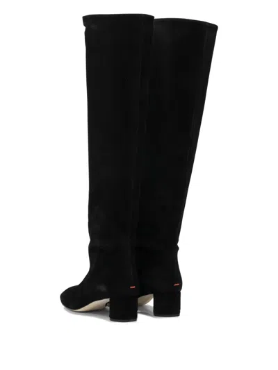 Aeyde Suede Block Heel Over-the-knee Boots In Black