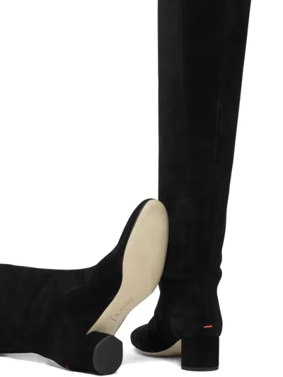 Aeyde Suede Block Heel Over-the-knee Boots In Black