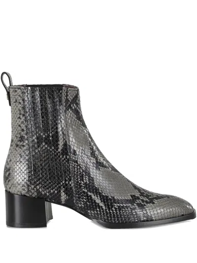 Roberto Festa Stylish Python Leather Ankle Boots In Gray