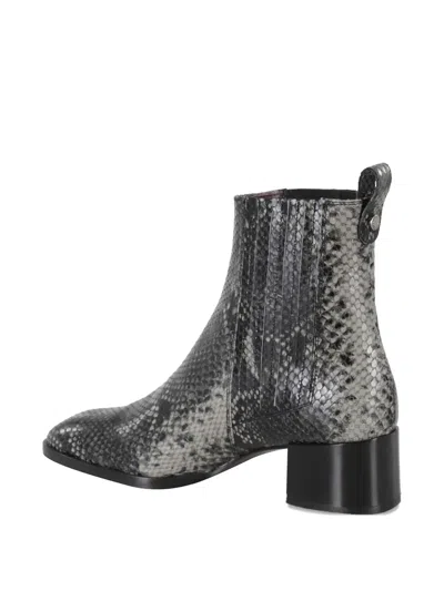 Roberto Festa Stylish Python Leather Ankle Boots In Gray