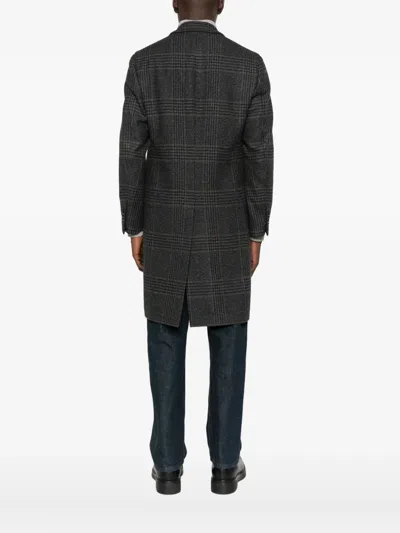 Lardini Checked Wool Coat In Black