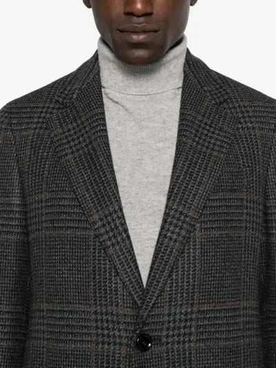 Lardini Checked Wool Coat In Black