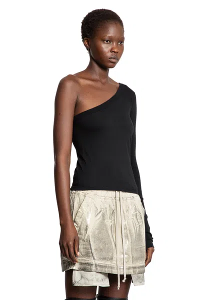 Rick Owens Drkshdw Ziggy Asymmetric-neckline Long-sleeve T-shirt In Black