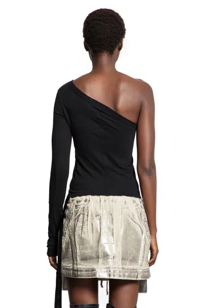 Rick Owens Drkshdw Ziggy Asymmetric-neckline Long-sleeve T-shirt In Black