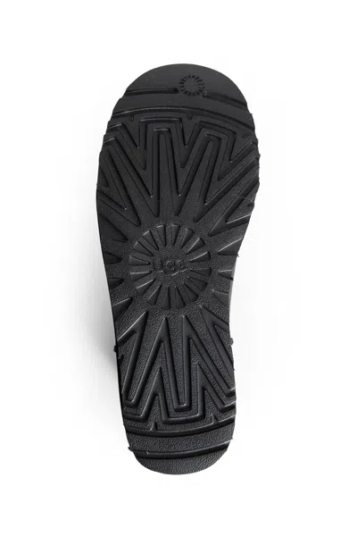 Ugg Classic Ultra Mini Black Ankle Boots With Shearling Lining In Leather Woman In Black