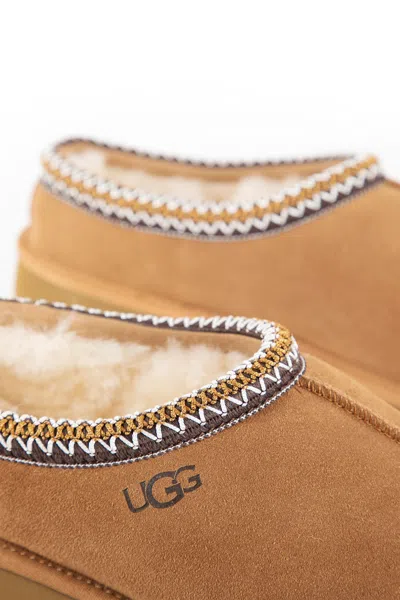 Ugg Soft Suede Slip-on Loafers With Zigzag Stitch Detail In Brown