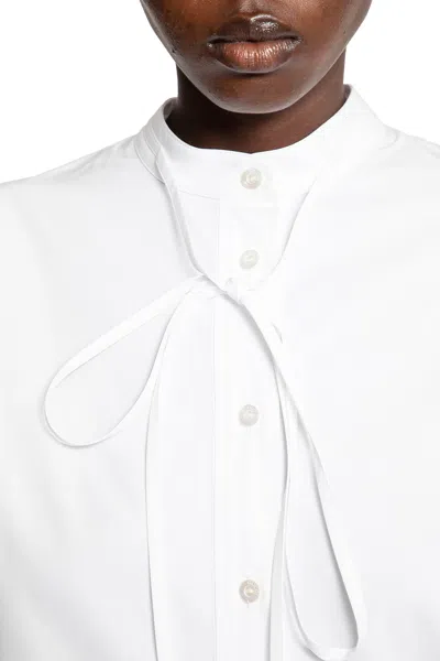Gucci Camicia A Mezza Abbottonatura In Popeline Di Cotone Pesante In White