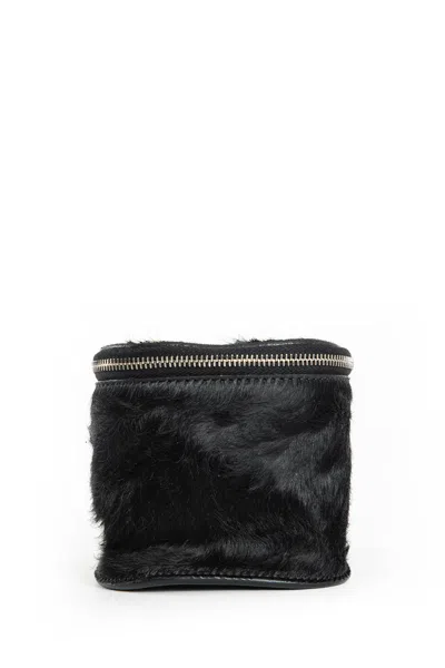 Rick Owens Piccola Beauty Case In Pelle Di Vitello In Black