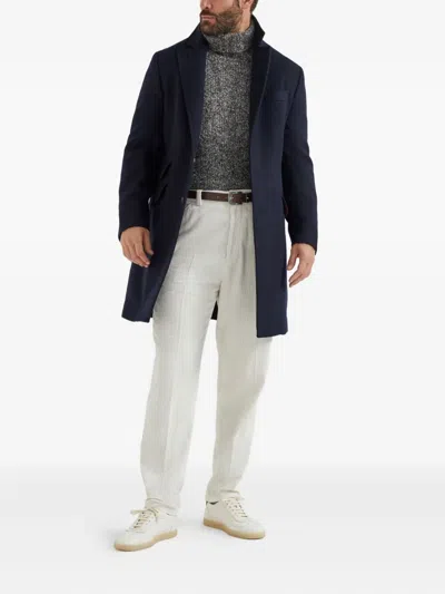 Brunello Cucinelli Cashmere Outwear Jacket In Blue