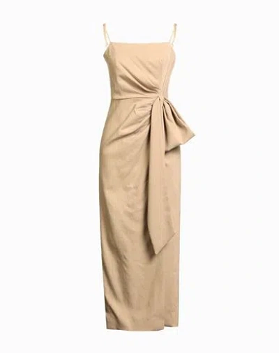 Msgm Woman Maxi Dress Camel Size 10 Viscose, Polyester, Elastane In Neutral