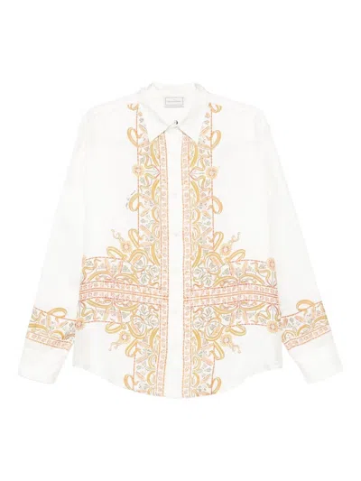 Pierre-louis Mascia Pierre Louis Mascia Embroidered Silk Shirt In White