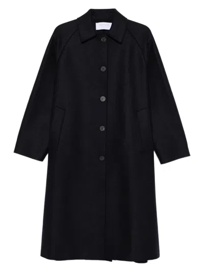 Harris Wharf London Wool Coat With Raglan Sleeves And Pockets In Blue