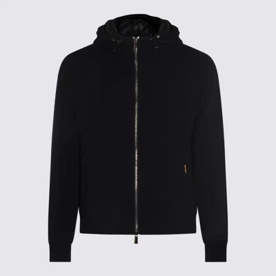 Moorer Navy Blue Wool Down Jacket In Brown