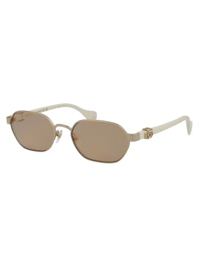Gucci Gold Ivory Pink Metal Sunglasses