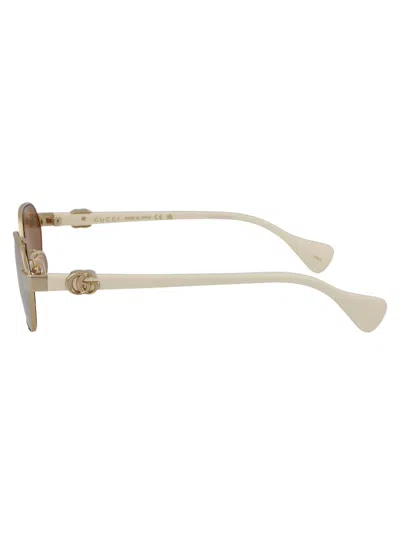 Gucci Gold Ivory Pink Metal Sunglasses