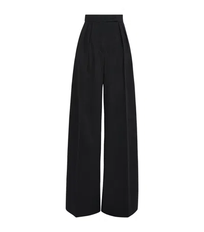 Max Mara High Waist Wide Leg Trousers With Pockets In Black