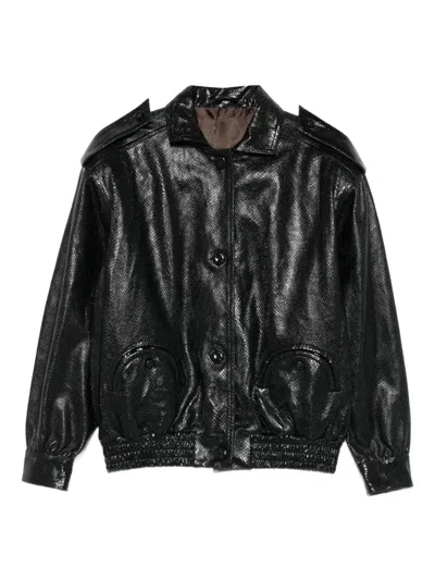 Blazé Milano Blaze Milano Ares Charlie Leather Bomber Jacket In Black