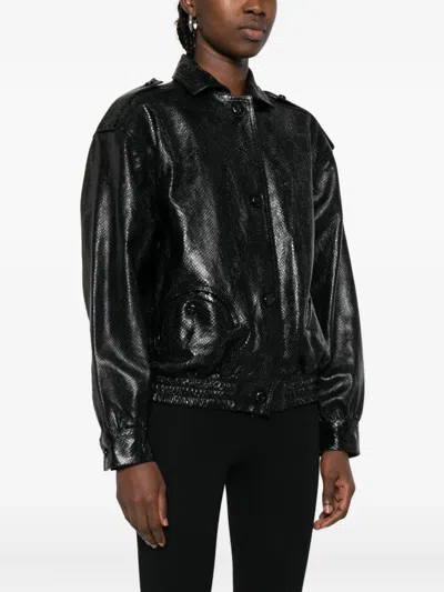 Blazé Milano Blaze Milano Ares Charlie Leather Bomber Jacket In Black